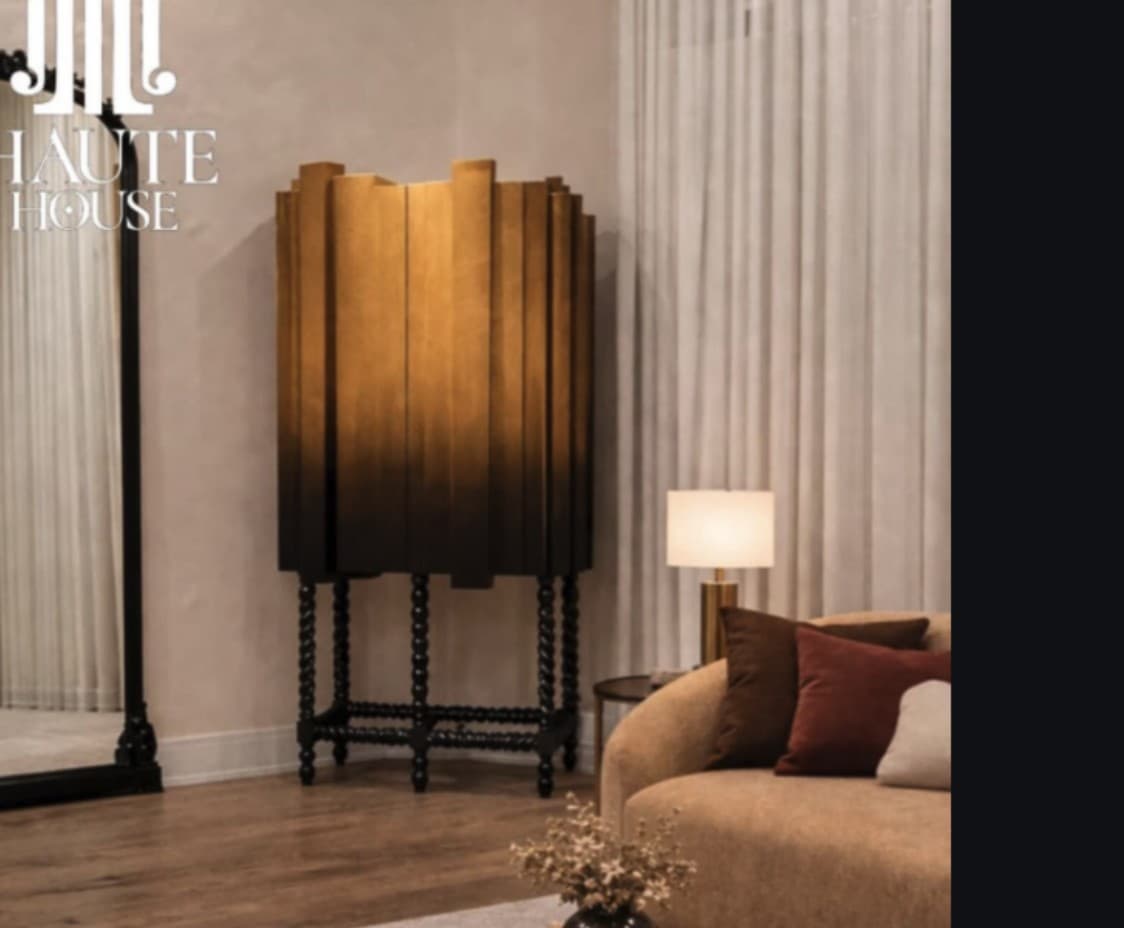 Vireo armoire in gradient bronze with fluted doors